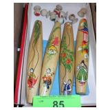 VINTAGE KOREAN HAND PAINTED WOODEN YUTE GAME.