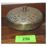 VINTAGE KOREAN EMBOSSED BRASS COVERED TRINKET DISH