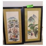 VINTAGE EMBROIDERED & HAND PAINTED WALL HANGINGS >