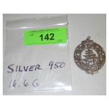 VINTAGE ENGRAVED 950 SILVER  ASIAN PENDANT 16.6 G