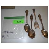 VINTAGE STERLING SILVER SPOONS & FORK 86 GRAMS