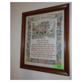 VINTAGE FRAMED CROSSTITCH PRAYER  16 x 20