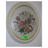 VINTAGE FRAMED NEEDLEPOINT 12 1/2 x 14 1/2