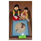 VTG KOREAN SHELL CUTTING DIORAM, KOREAN DOLLS>>>