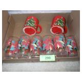 VINTAGE POINSETTIA TUMBLERS, WAECHTERSBACH MUGS