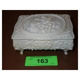 VINTAGE CELLULOID? FOOTED JEWELRY TRINKET BOX