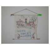 VINTAGE CROSSTITCH WALL HANGING 14 x 16