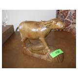 VTG CARVED WOOD WATER BUFFALO ASHTRAY W/ CRACK