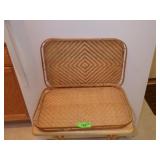 2 WOVEN RATTAN SERVING TRAYS