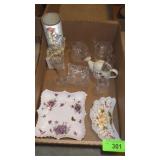 VTG SPODE VICTORIAN VIOLETS MEAT DISH, CUT GLASS>>