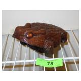 CARVED WOOD BULL FROG  / TOAD  7" LONG