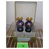 VINTAGE CLOISONNE CHINESE VASE W/ STANDS 4"