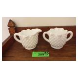 VTG FENTON MILKGLASS STAR RIM HONAIL CREAM & SUGAR