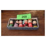 VINTAGE CHINESE HAND PAINTED CLAY DOLLS 1 1/2"