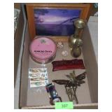 BRASS VASES, BUTTERFLY CHIME, SOUVENIR GOAT BELL>>