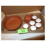 VINTAGE CHINESE YIXING SET W/ BOWL (CHIP ON 1 CUP)