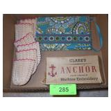 VERA BRADLEY BOOK COVER, VINTAGE CROCHETED GLASS>>