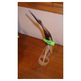 CARVED HORN BIRD 15" TALL