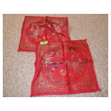 2 VINTAGE SATIN KOREAN THROW PILLOW CASES 18 x 18