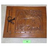 VINTAGE ORIENTAL CARVED WOOD SCRAP BOOK 15 x 12