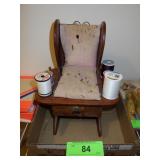 VINTAGE PIN CUSHION ROCKING CHAIR SPOOL HOLDER>>>
