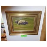 CHRISTIAN LOY PAINTING ON WOOD WINNIE & HER LAMBS>