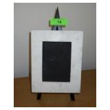 POTTERY BARN MARBLE FRAME (5 x 7), METAL EASEL
