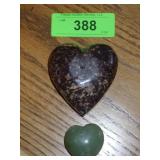 GREEN AVENTURINE? PUFFY HEART & MARBLE PUFFY HEART