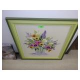 BEAUTIFUL FRAMED CREWEL WORK 33 x 36