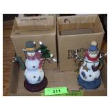 2 SNOWMEN STOCKING HOLDERS