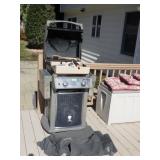 WEBER GAS GRILL W/ CAST IRON PAN, BASKET & GRILL >