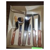 VINTAGE VERNON CO. CAKE SERVERS. KNIVES, SPOONS