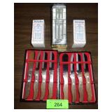 NOS ACRYLIC SALT & PEPPER MILLS, CHEESE KNIFE SETS