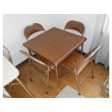 VINTAGE SAMSON FOLDING CARD TABLE W/ 4 CHAIRS