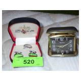 VTF SHIELDS CUFFLINK SET & BULOVA TRAVEL ALARM>>>