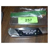 NOS RANGER LONGHORN PROMO POCKET KNIFE W/ LEATHER>