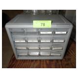 PLASTIC PARTS BIN W/ ASST. DRILL BITS (10 x 6 x 8)