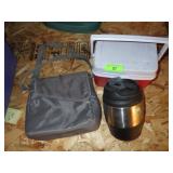 SMALL RUBBERMAID COOLER, BUBBA MUG W/ BOTTLE>>>