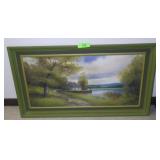 VINTAGE SIGNED GUNDERSON PAINTING ON BOARD 33 x 18