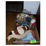 ASST. CHRISTMAS DECOR- CARD BOX, YARD FLAG, SANTA>