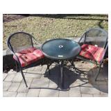 BISTRO TABLE (28") W/ 2 MESH CHAIRS & CUSHIONS