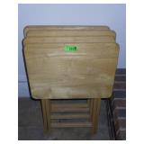 4 WOODEN TV TRAYS