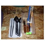 STEAK KNIVES, SERVING SPOONS, NIP BERGHOFF KNIVES