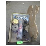 VINTAGE LICENSE PLATES, WOOD PULLY, OIL CANS>>