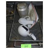 VINTAGE ENAMEL URINALS & PAN, ALUMINUM CREAM CAN