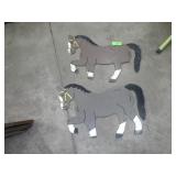 2 WOODEN HORSE CUTOUTS 21" LONG