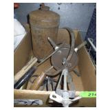 VINTAGE SCYTHE / SICKLES, CHURN CLOCK WEIGHT>>>