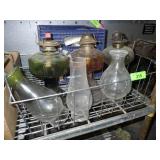VINTAGE OIL LAMPS & SHADES (MAY OR MAY NOT FIT)