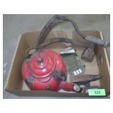 YARD ART TEAPOT PLANTER, SYTHE, ANVIL, REARVIEW>>>