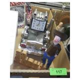 QUAD GRAPHICS TIN TRAILER, SEMI CLOCK (UNTESTED)>>